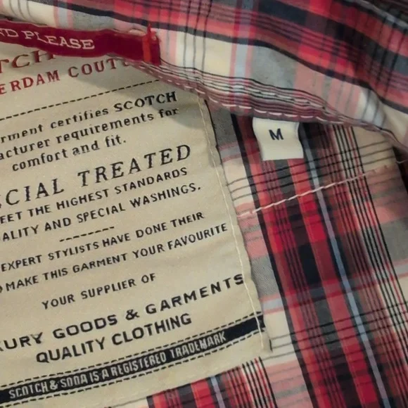 Scotch & Soda Men's Medium Western Long Sleeve Snap Button Down Plaid Shirt - Picture 5 of 16